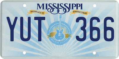 MS license plate YUT366
