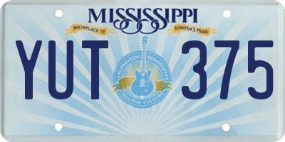 MS license plate YUT375