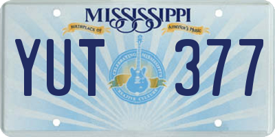MS license plate YUT377