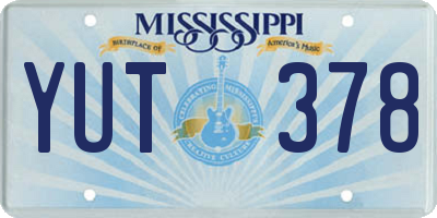 MS license plate YUT378
