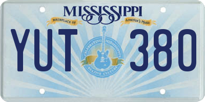 MS license plate YUT380