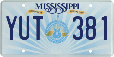 MS license plate YUT381