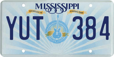 MS license plate YUT384