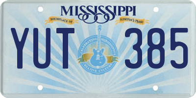 MS license plate YUT385