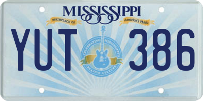 MS license plate YUT386