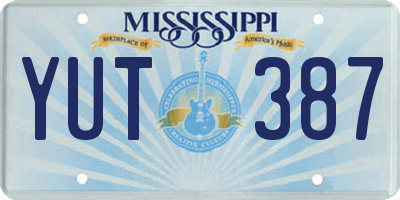 MS license plate YUT387