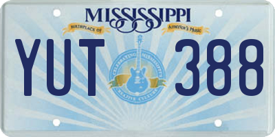 MS license plate YUT388