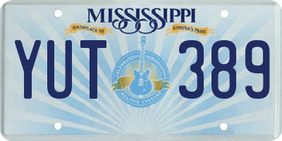 MS license plate YUT389