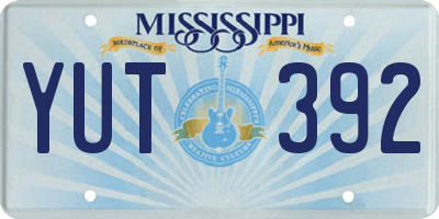 MS license plate YUT392