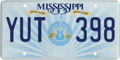 MS license plate YUT398