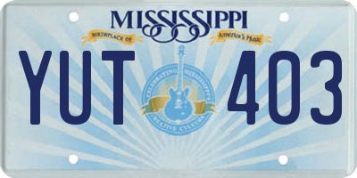 MS license plate YUT403