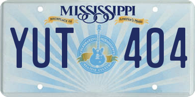 MS license plate YUT404