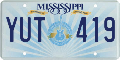 MS license plate YUT419