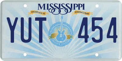 MS license plate YUT454