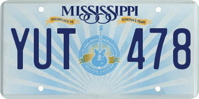 MS license plate YUT478