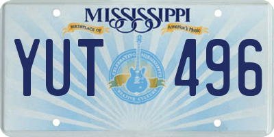MS license plate YUT496
