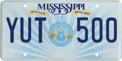 MS license plate YUT500