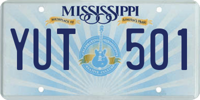 MS license plate YUT501