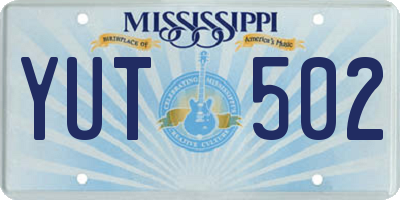 MS license plate YUT502