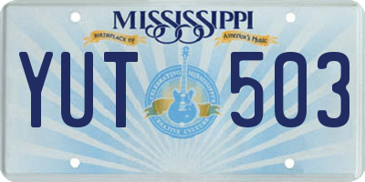 MS license plate YUT503