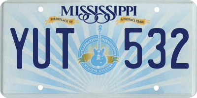 MS license plate YUT532