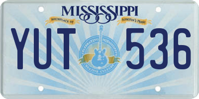 MS license plate YUT536