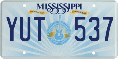 MS license plate YUT537