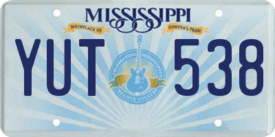 MS license plate YUT538