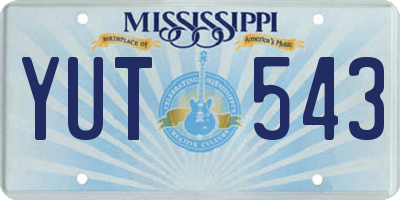 MS license plate YUT543