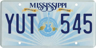 MS license plate YUT545