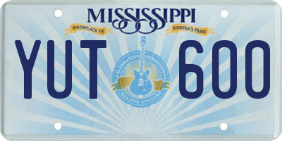 MS license plate YUT600