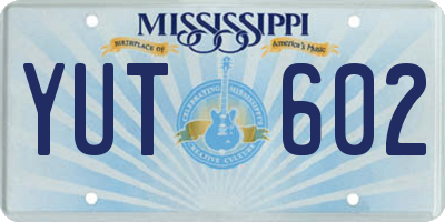 MS license plate YUT602