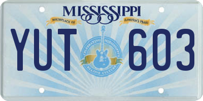 MS license plate YUT603