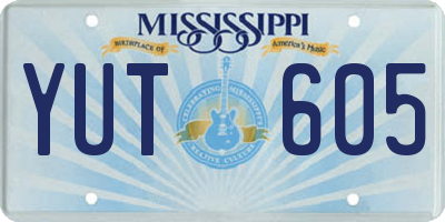 MS license plate YUT605