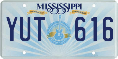 MS license plate YUT616