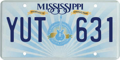 MS license plate YUT631