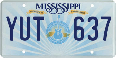 MS license plate YUT637