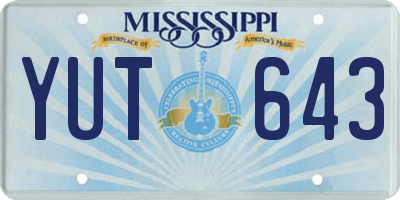 MS license plate YUT643