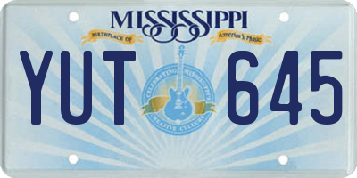 MS license plate YUT645