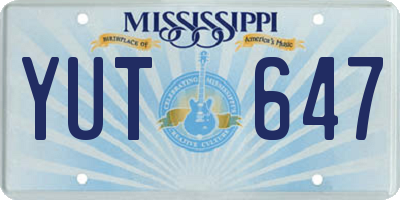 MS license plate YUT647
