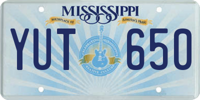 MS license plate YUT650