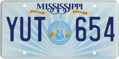 MS license plate YUT654