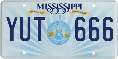 MS license plate YUT666