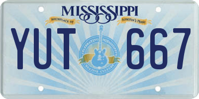 MS license plate YUT667