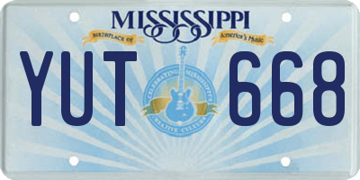 MS license plate YUT668