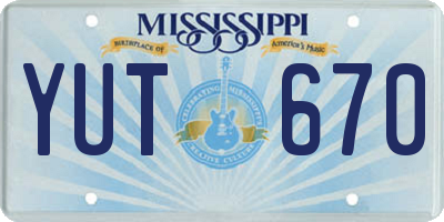 MS license plate YUT670