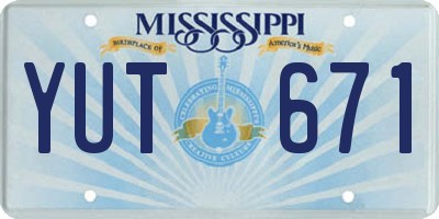 MS license plate YUT671