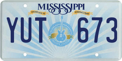 MS license plate YUT673