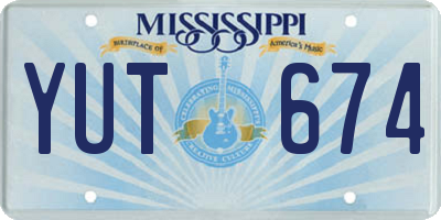 MS license plate YUT674