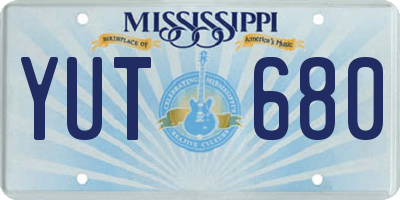 MS license plate YUT680